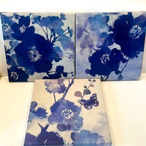 Blue Floral Pictures Set of 3